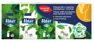 VELVET Aroma chusteczki higieniczne o zapachu eukaliptusa i mentolu 10 szt.
