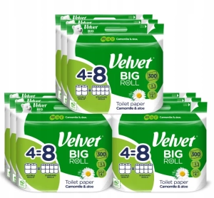 ZESTAW VELVET BIG ROLL Rumianek i Aloes papier toaletowy 3W 9 x 4 rolki