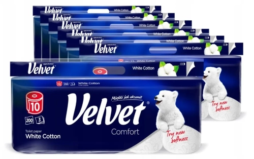 VELVET White Cotton papier toaletowy 3W 7x10 rolek.webp