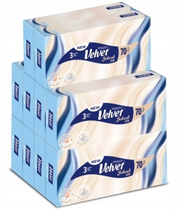 ZESTAW VELVET Jedwab chusteczki uniwersalne o kremowym zapachu 10 x 70 szt.
