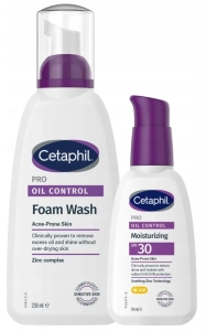 Zestaw Cetaphil PRO Oil Control pianka do mycia 236 ml + krem nawilżająco-matujący SPF 30 118 ml