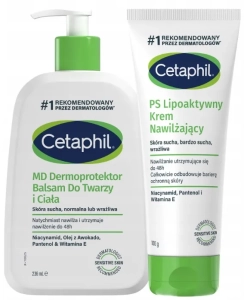 ZESTAW Cetaphil MD Dermoprotektor balsam do twarzy i ciała  236 ml + PS lipoaktywny krem nawilżający 100 g TRAVEL SIZE