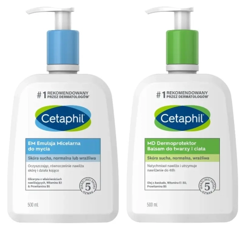 Zestaw Cetaphil EM Emulsja 500 ml + Cetaphil MD Balsam 500 ml .webp