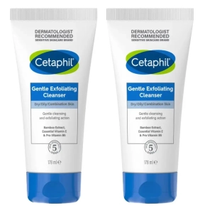 Zestaw Cetaphil delikatny żel oczyszczający do twarzy z peelingiem 2 x 178 ml