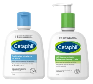 Zestaw Cetaphil EM emulsja micelarna do mycia 250 ml + MD Dermoprotektor balsam do twarzy i ciała  236 ml