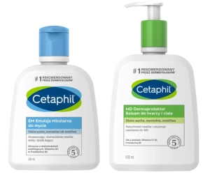 Zestaw Cetaphil EM emulsja micelarna do mycia 250 ml + MD Dermoprotektor balsam do twarzy i ciała 500 ml