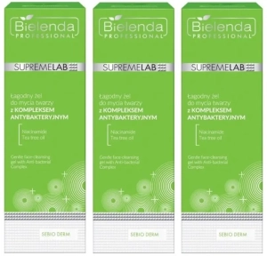 Zestaw Bielenda Supremelab SEBIO DERM łagodny żel do mycia twarzy z kompleksem antybakteryjnym 3 x 200 g