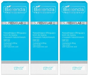 Zestaw Bielenda Supremelab HYDRA-HYAL2 INJECTION  nawadniająco-liftingujący krem do twarzy z kwasem hialuronowym SPF 15 3 x 50 ml
