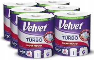 ZESTAW VELVET Turbo ręcznik papierowy 3W 6 x  1 rolka