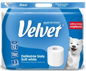 VELVET Delikatnie Biały papier toaletowy 3W 12 rolek