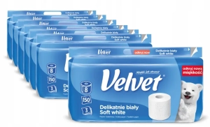 ZESTAW VELVET Delikatnie Biały papier toaletowy 3W 7 x 8 rolek